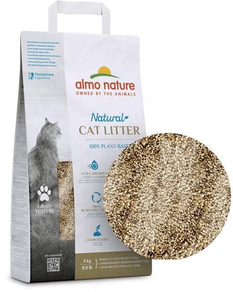 Lettiera Natural Cat Litter Grain Texture, ideale per i gatti a pelo lungo