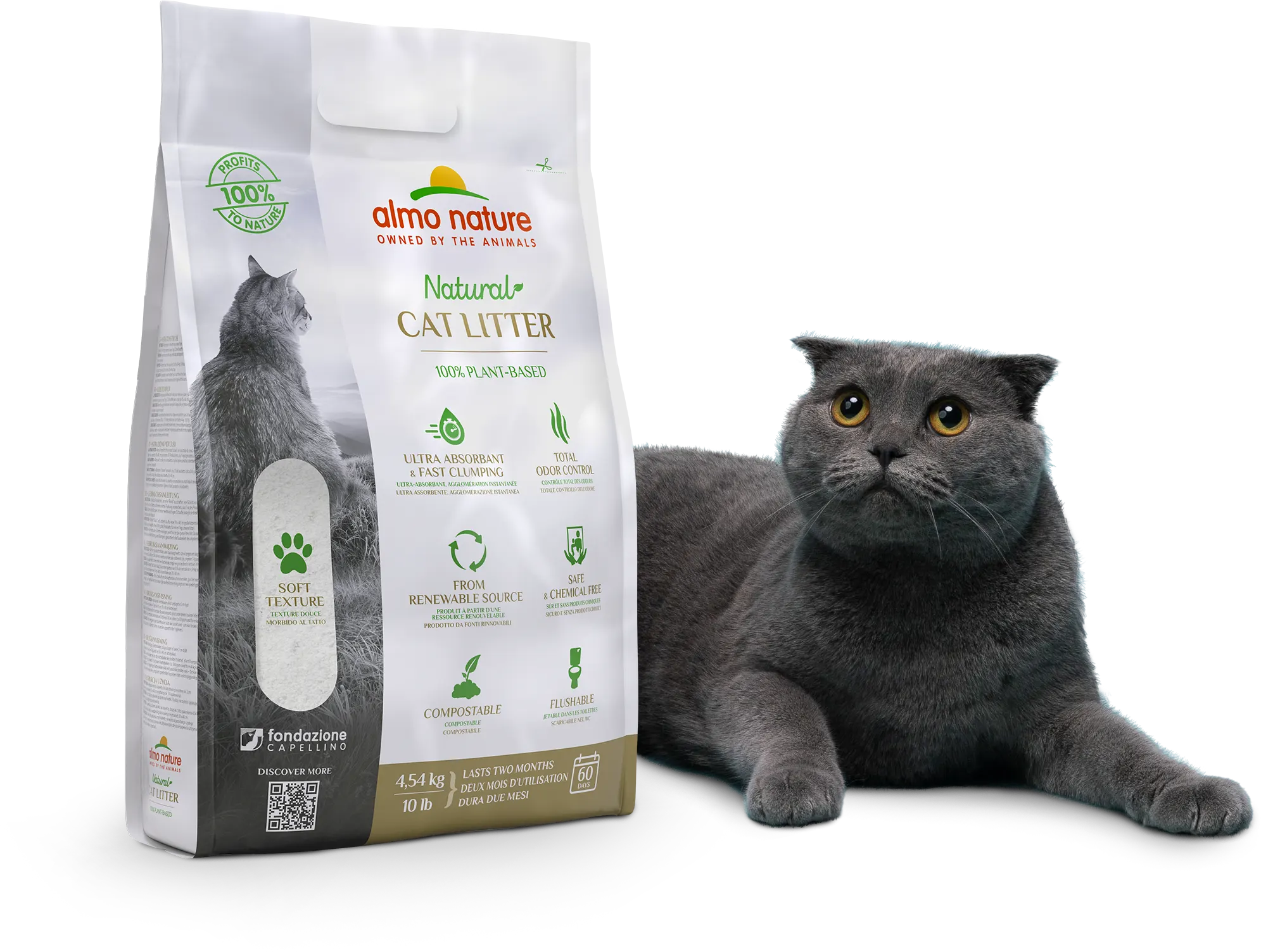 Natural Cat Litter Soft Texture, ideale per gatti a pelo corto