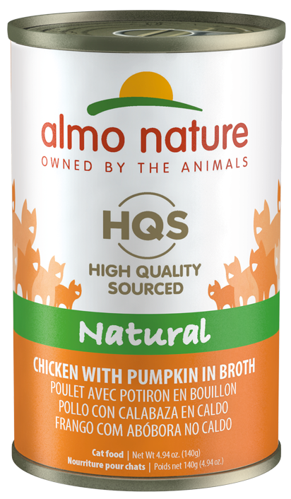 HQS NATURAL CAT 24X140 G CHICKEN WITH PUMPKIN IN BROTH
