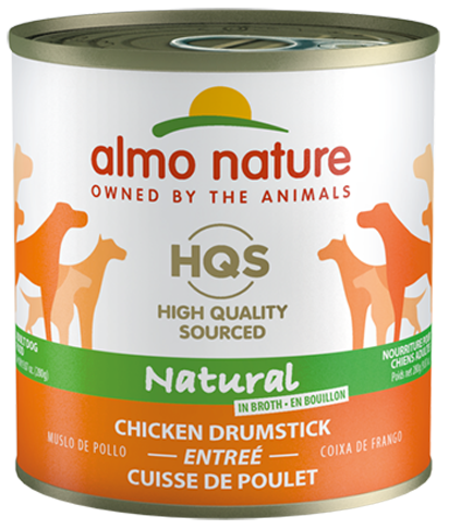 HQS NATURAL DOG 12X280 G CHICKEN DRUMSTICK ENTREE' IN BROTH